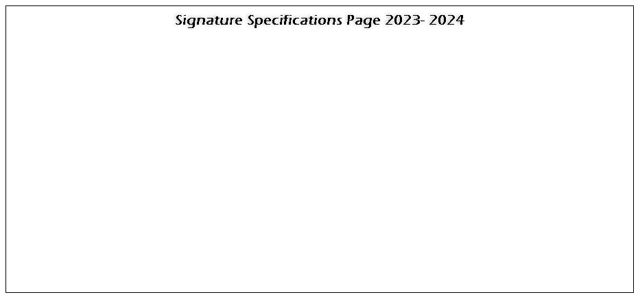 Signature Specifications Page 2023- 2024